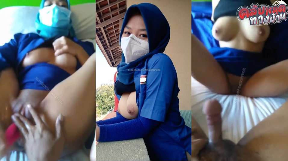 คลิปหลุดทางบ้าน มุสลีมใจเกเร เย็ดกับผัวไม่เกรงใจผ้าบนหัวเลยเอาดิลโด้ยัดหีอย่างเสียวเลยสงสัยจะเงี่ยนจัดๆ